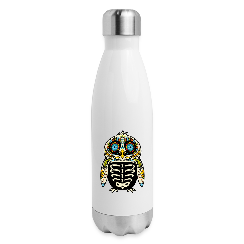 Insulated Stainless Steel Water Bottle "Colorful Owl Blue Eyes" - white