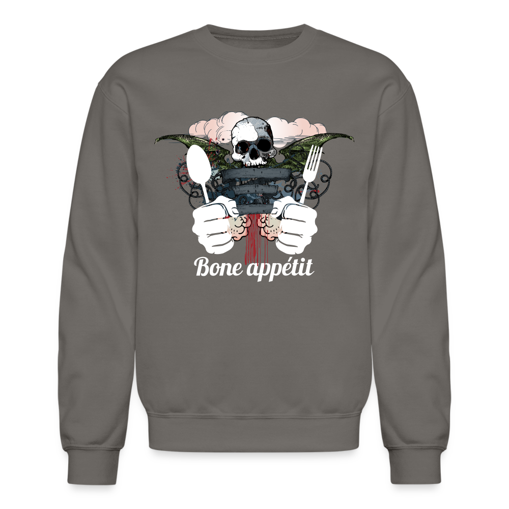 Crewneck Sweatshirt "Bone appétit" - asphalt gray