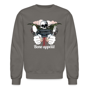 Crewneck Sweatshirt "Bone appétit" - asphalt gray