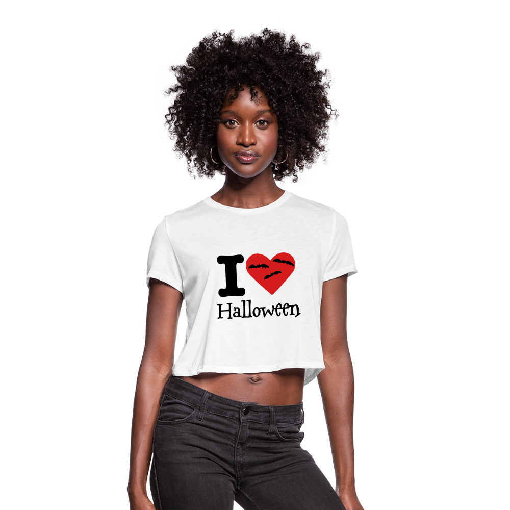 Women's Cropped T-Shirt "I Love Halloween" - white