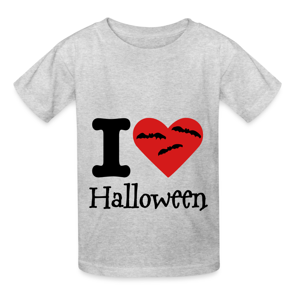 Hanes Youth Tagless T-Shirt "I Love Halloween" - heather gray