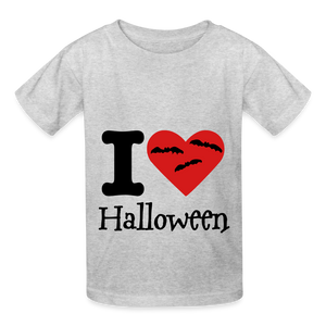 Hanes Youth Tagless T-Shirt "I Love Halloween" - heather gray