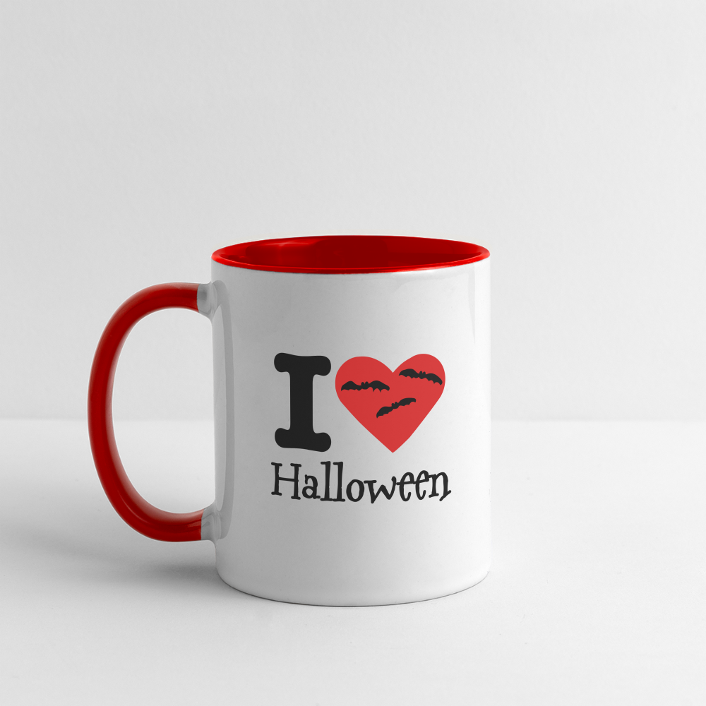 Contrast Mug "I Love Halloween" - white/red