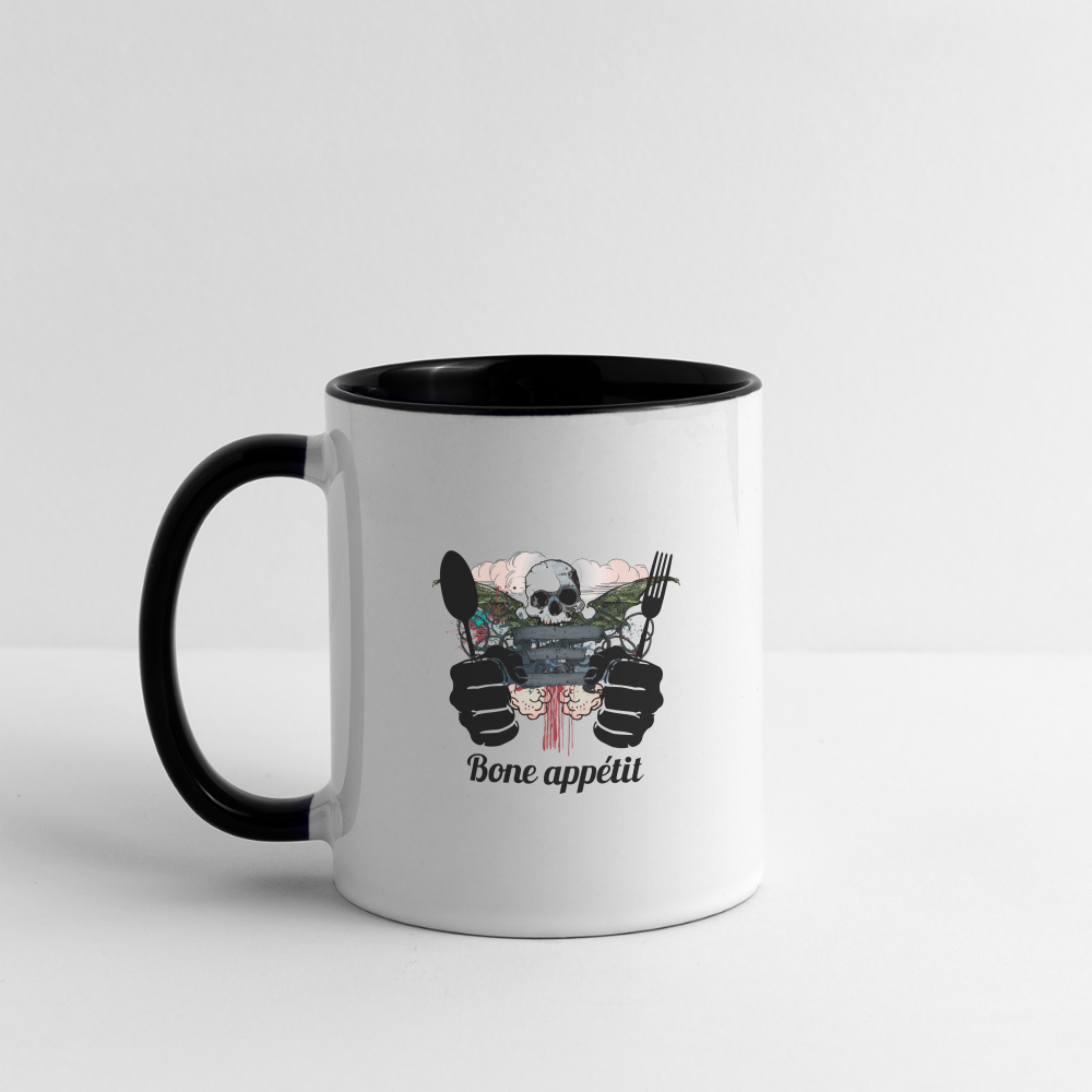 Contrast Coffee Mug "Bone appétit" - white/black