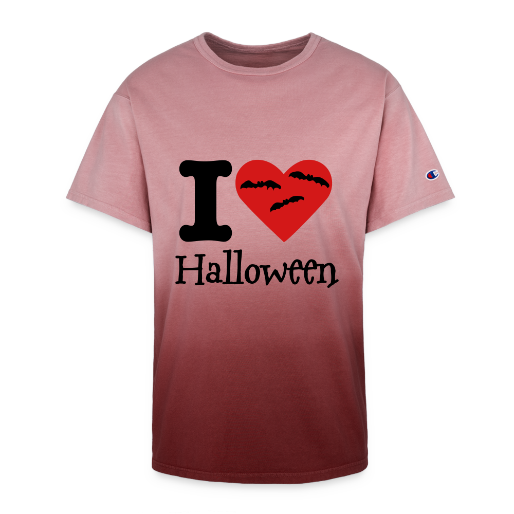 Champion Dip Dye T-shirt "I Love Halloween" - maroon ombre