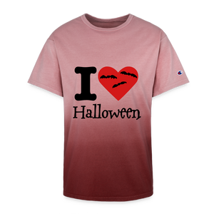 Champion Dip Dye T-shirt "I Love Halloween" - maroon ombre