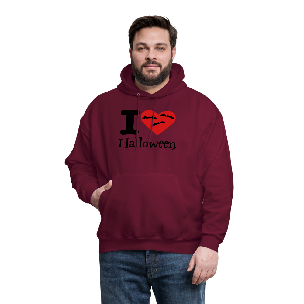 Men's Hanes Hoodie "I Love Halloween" - burgundy