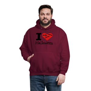 Men's Hanes Hoodie "I Love Halloween" - burgundy