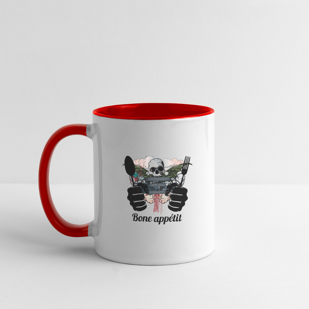 Contrast Coffee Mug "Bone appétit" - white/red