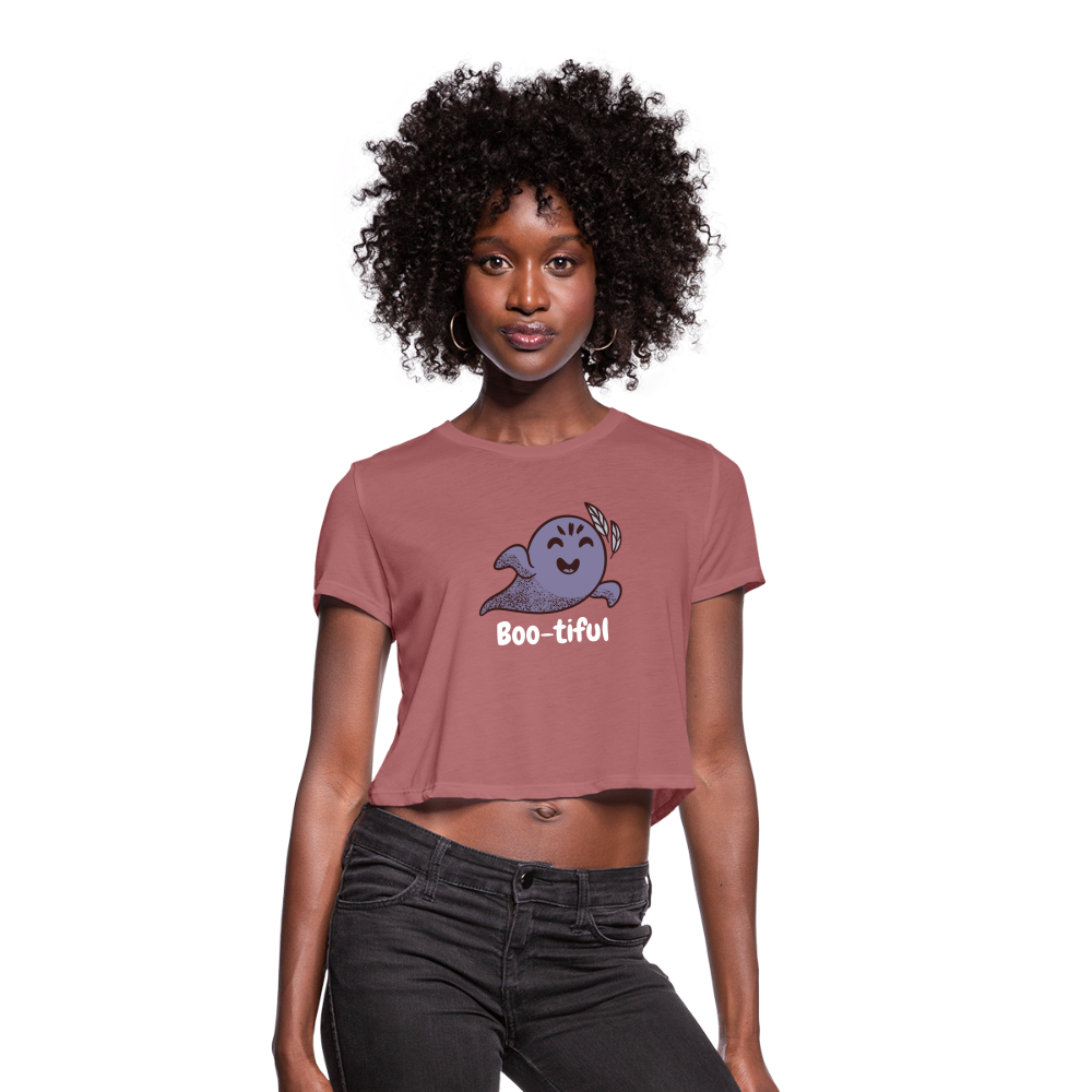 Women's Cropped T-Shirt "Boo-tiful" - mauve