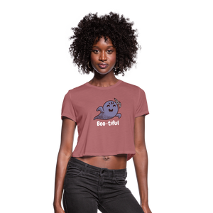 Women's Cropped T-Shirt "Boo-tiful" - mauve