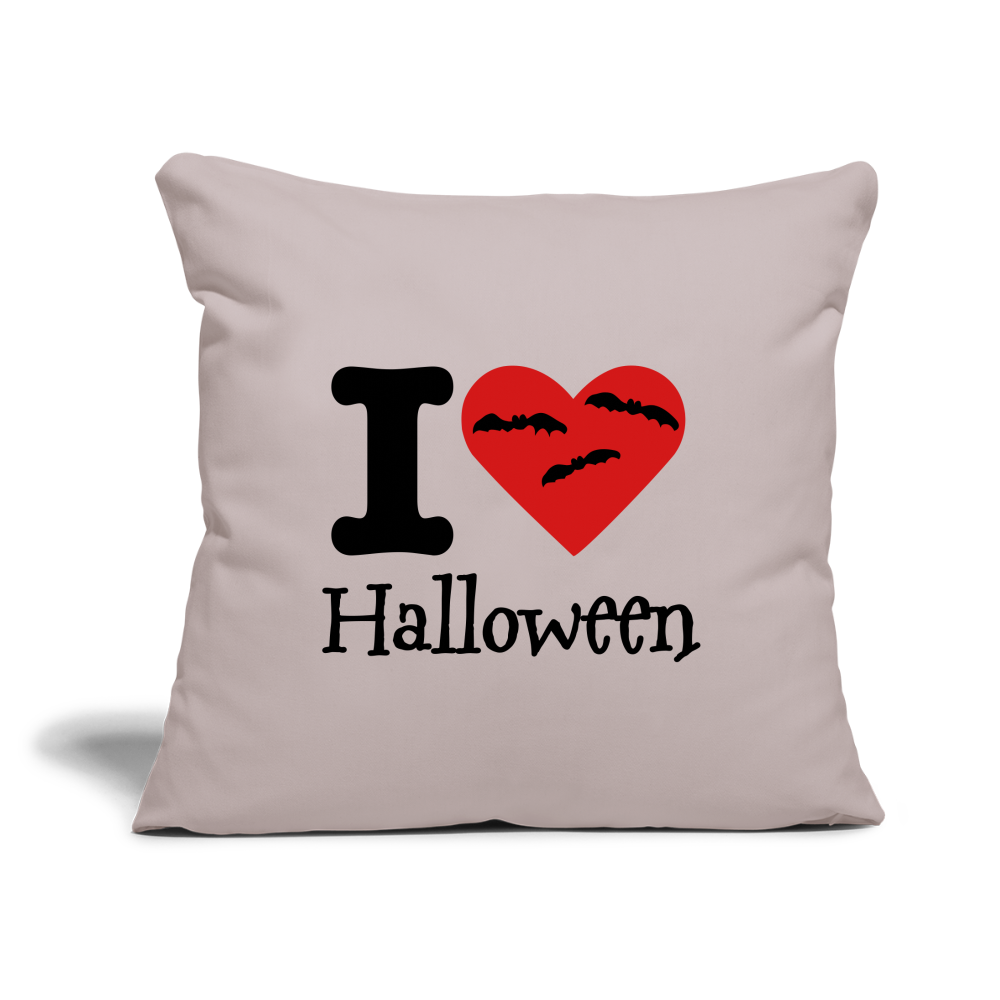 Throw Pillow Cover 18” x 18” "I Love Halloween" - light taupe