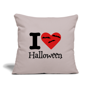 Throw Pillow Cover 18” x 18” "I Love Halloween" - light taupe