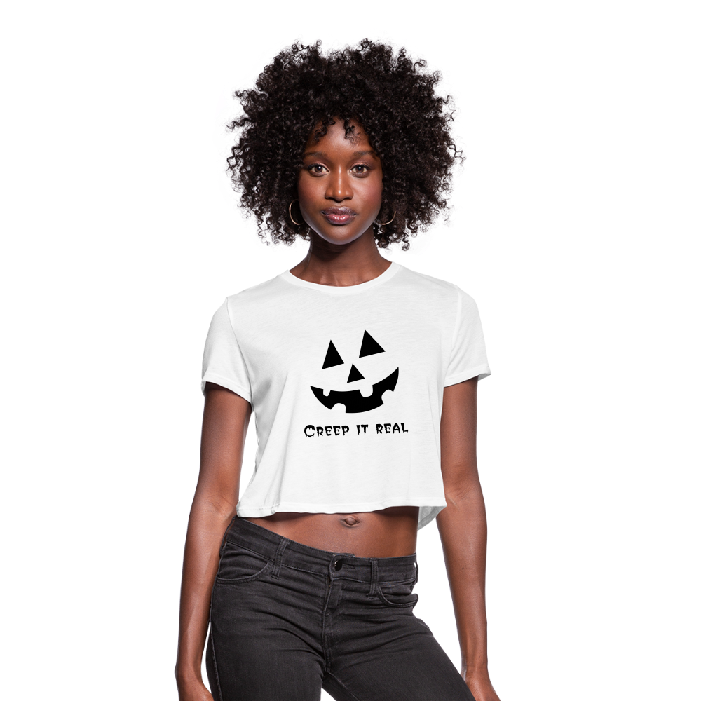 Women's Cropped T-Shirt "Jack-o'-lantern" 🎃 - white