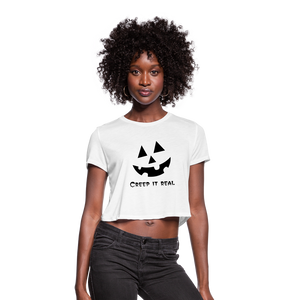 Women's Cropped T-Shirt "Jack-o'-lantern" 🎃 - white