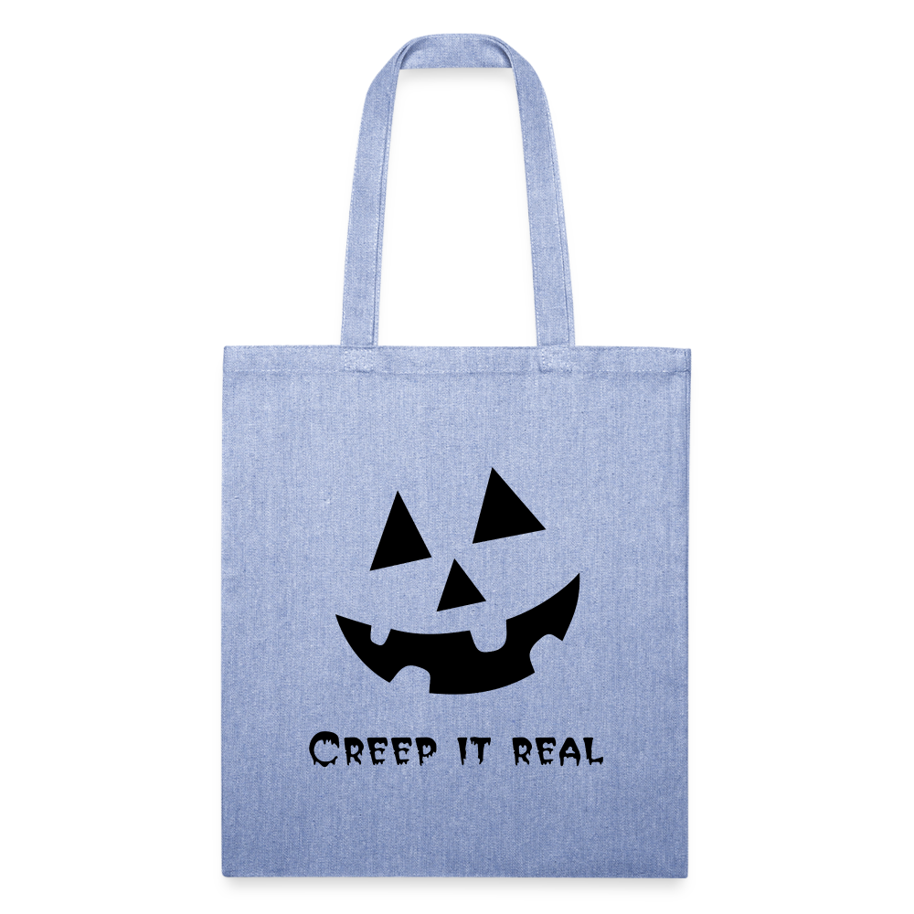 Recycled Tote Bag "Jack-o'-lantern" 🎃 - light Denim