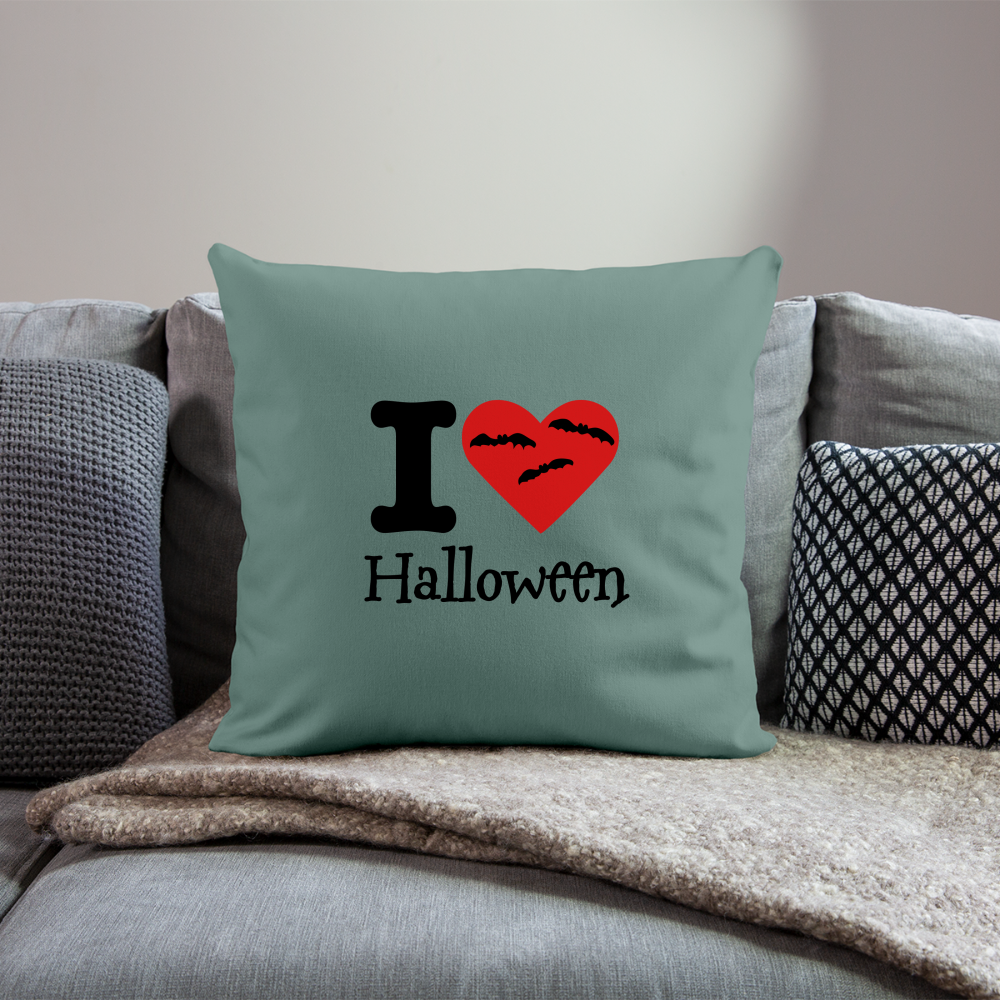 Throw Pillow Cover 18” x 18” "I Love Halloween" - cypress green