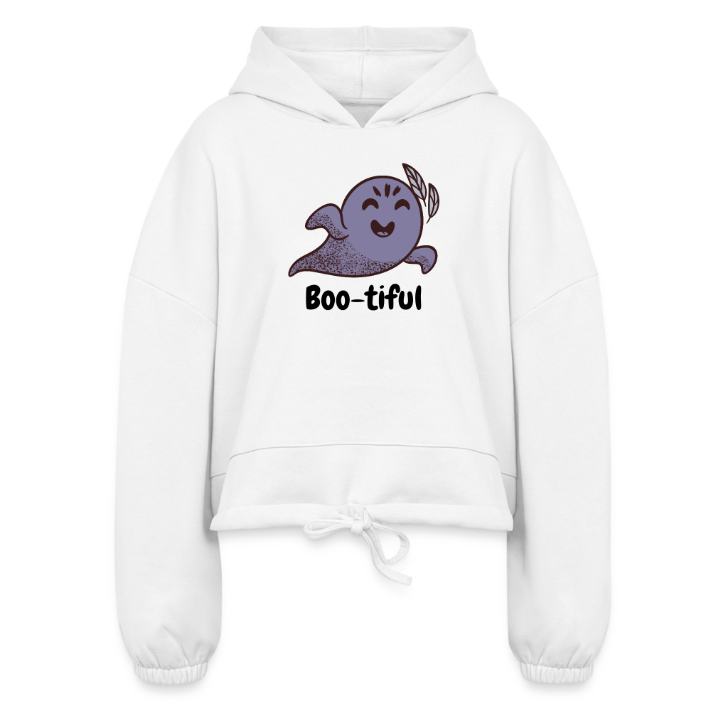 Women’s Cropped Hoodie " Boo-tiful" - white