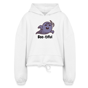 Women’s Cropped Hoodie " Boo-tiful" - white