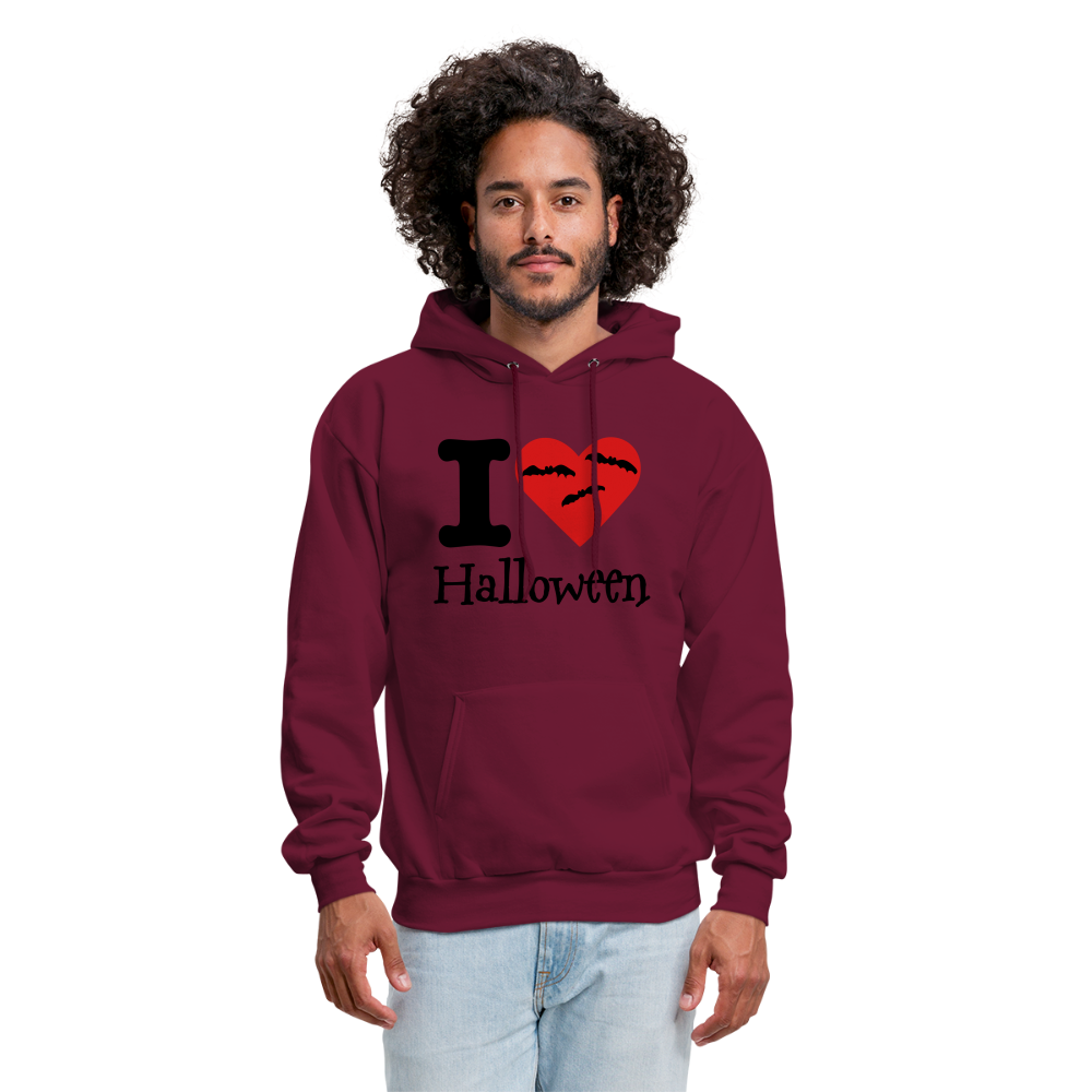 Men's Hanes Hoodie "I Love Halloween" - burgundy