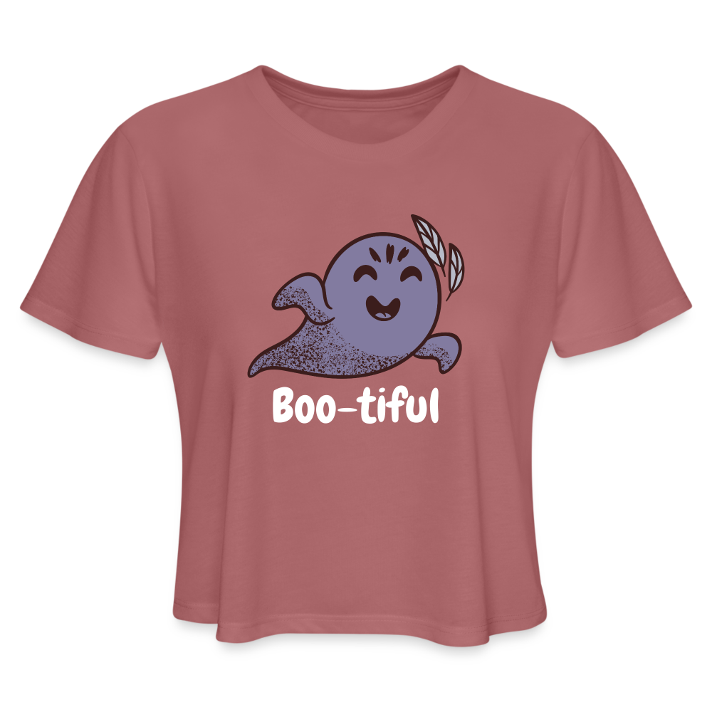 Women's Cropped T-Shirt "Boo-tiful" - mauve