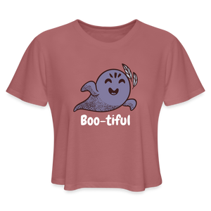 Women's Cropped T-Shirt "Boo-tiful" - mauve