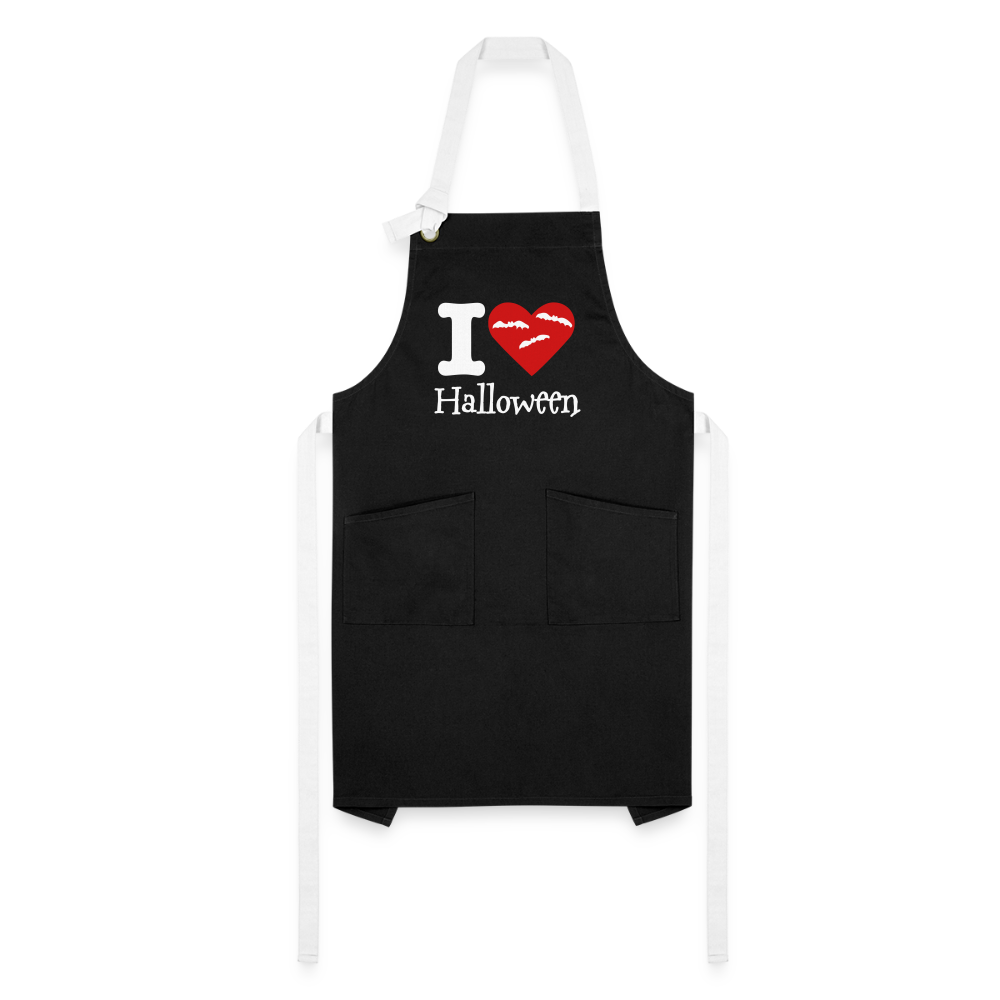 Artisan Apron "I Love Halloween" - black/white