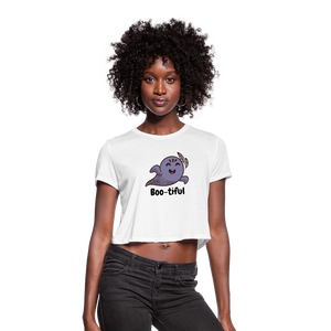 Women's Cropped T-Shirt "Boo-tiful" - white