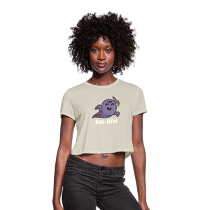 Women's Cropped T-Shirt "Boo-tiful" - dust