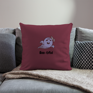 Throw Pillow Cover 18” x 18” "Boo-tiful" - burgundy