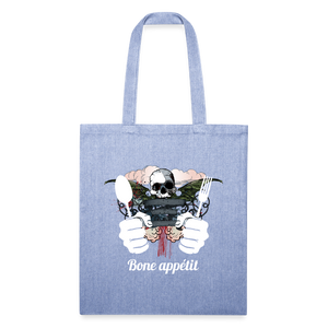 Recycled Tote Bag "Bone appétit" - light Denim