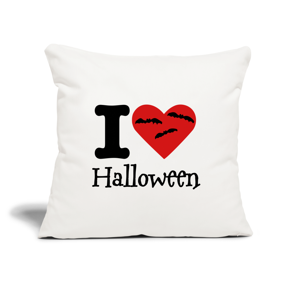 Throw Pillow Cover 18” x 18” "I Love Halloween" - natural white