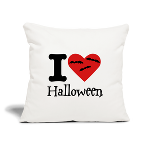 Throw Pillow Cover 18” x 18” "I Love Halloween" - natural white