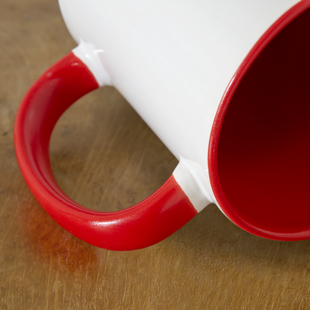 Contrast Mug "Cute Owl" - white/red