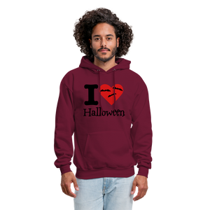 Men's Hanes Hoodie "I Love Halloween" - burgundy