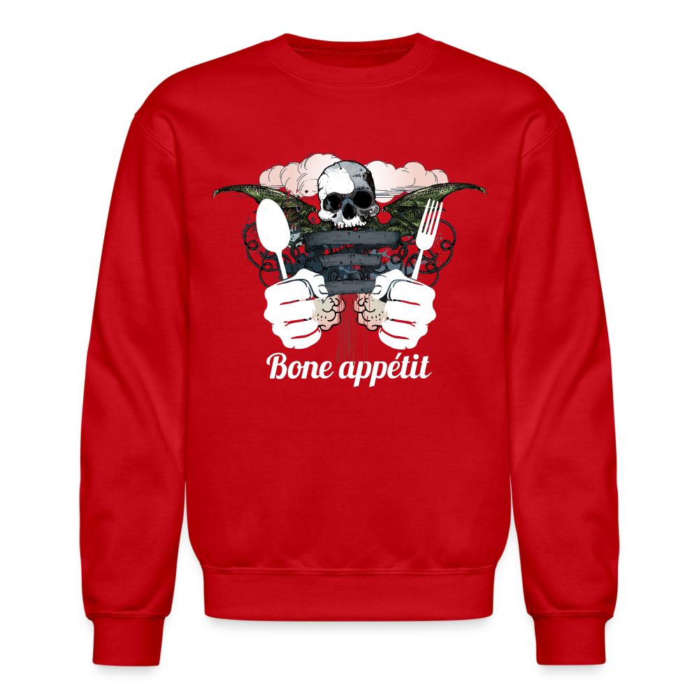 Crewneck Sweatshirt "Bone appétit" - red