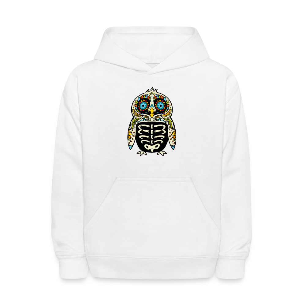 Kids' Hoodie "Colorful Owl Blue Eyes" - white