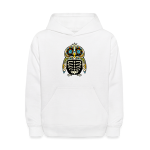 Kids' Hoodie "Colorful Owl Blue Eyes" - white