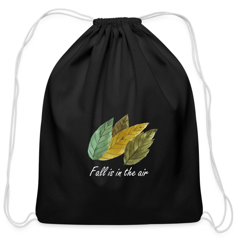 Cotton Drawstring Bag "Fall is in the air" - black