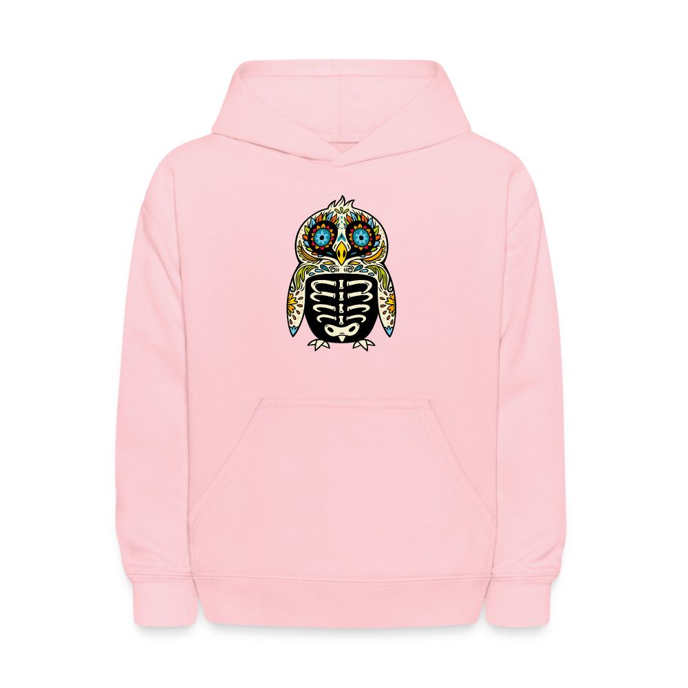 Kids' Hoodie "Colorful Owl Blue Eyes" - pink