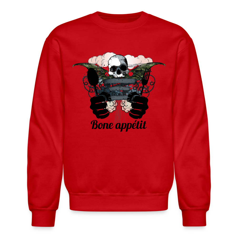 Crewneck Sweatshirt "Bone appétit" - red