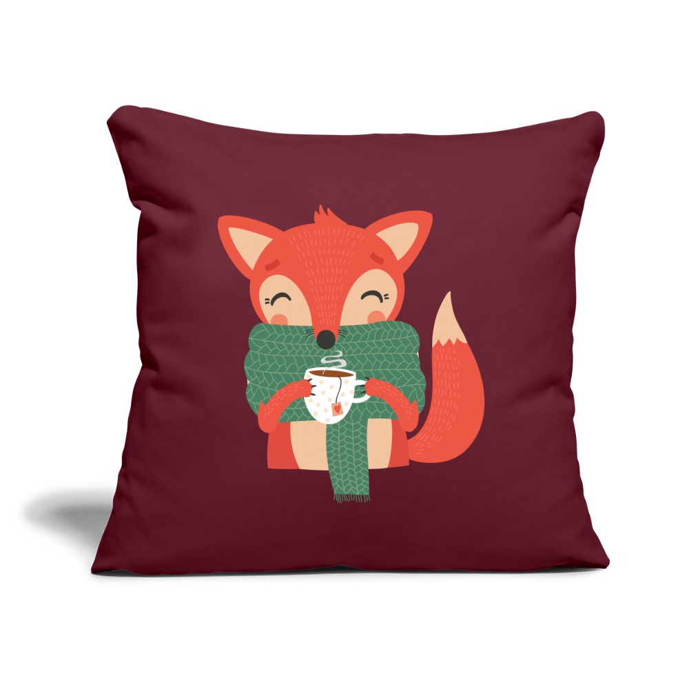 Throw Pillow Cover 18” x 18” "Cozy time" - burgundy