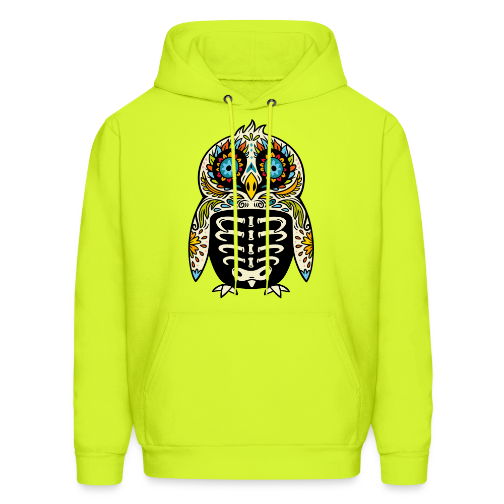 Men's Hoodie "Colorful Owl Blue Eyes" - safety green