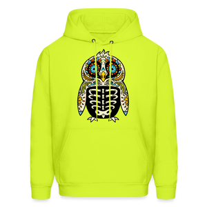 Men's Hoodie "Colorful Owl Blue Eyes" - safety green