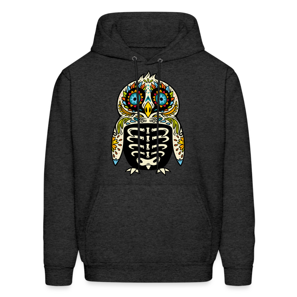 Men's Hoodie "Colorful Owl Blue Eyes" - charcoal grey