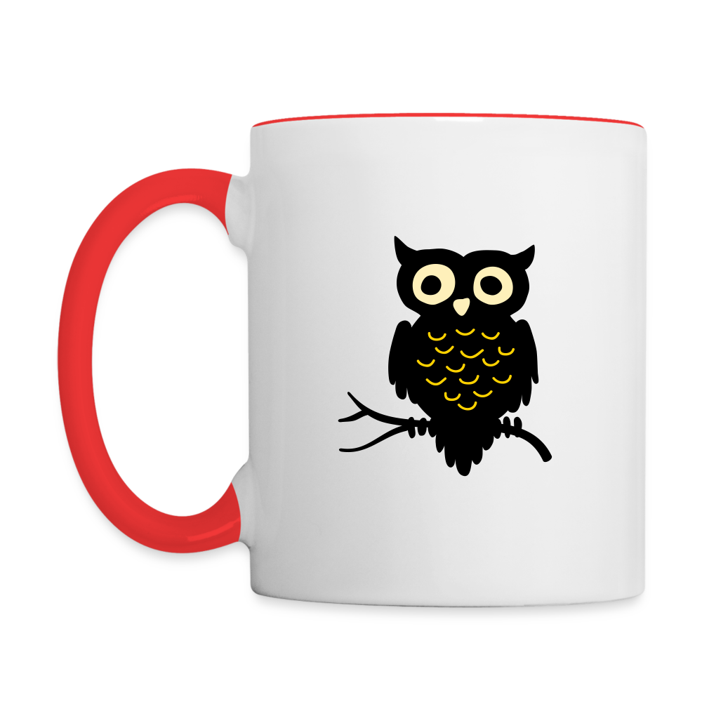 Contrast Mug "Cute Owl" - white/red