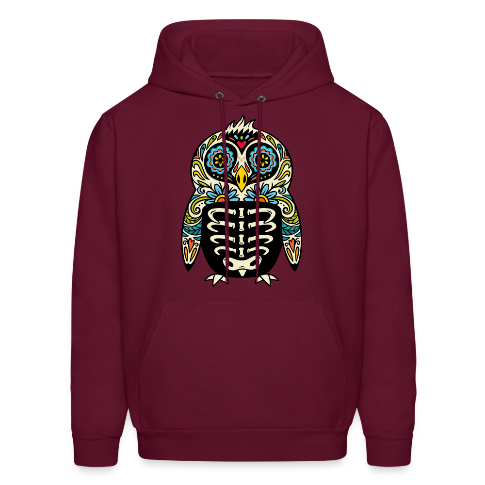 Men's Hoodie "Colorful Owl" - burgundy