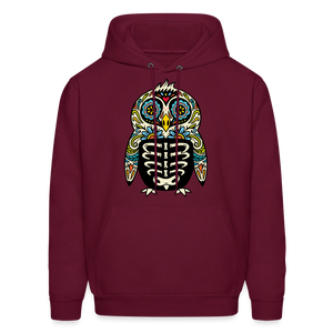 Men's Hoodie "Colorful Owl" - burgundy