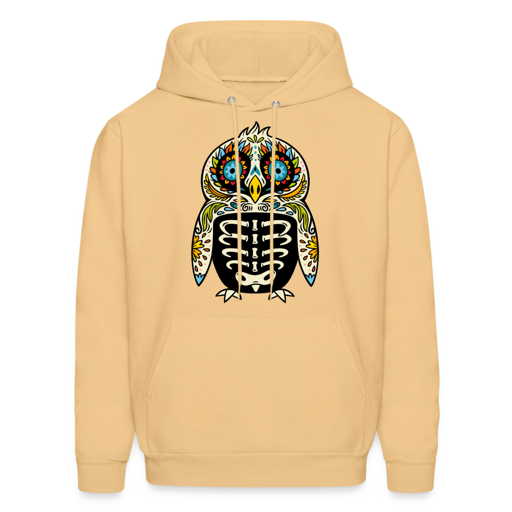 Men's Hoodie "Colorful Owl Blue Eyes" - light yellow