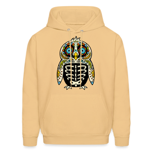 Men's Hoodie "Colorful Owl Blue Eyes" - light yellow